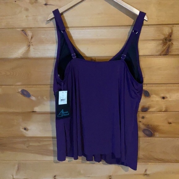 NWT Aqua Green purple tankini swim top - Picture 4 of 5